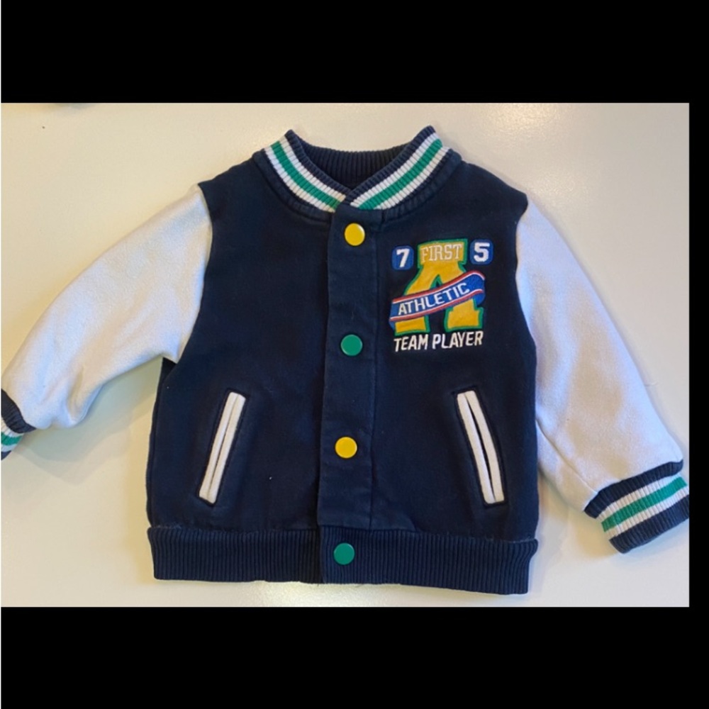 Joe Fresh Toddler Boy 12-18 Month Varsity Bomber Jacket Snap Front Prep School